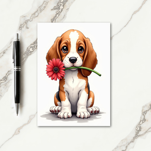Tricolor Puppy Mothers Day Card