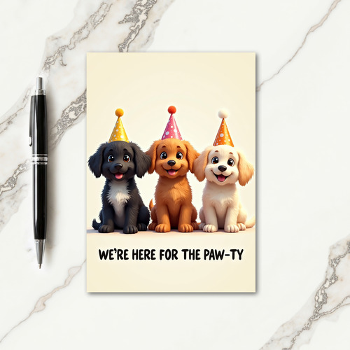 Trio Puppy Party Birthday Card