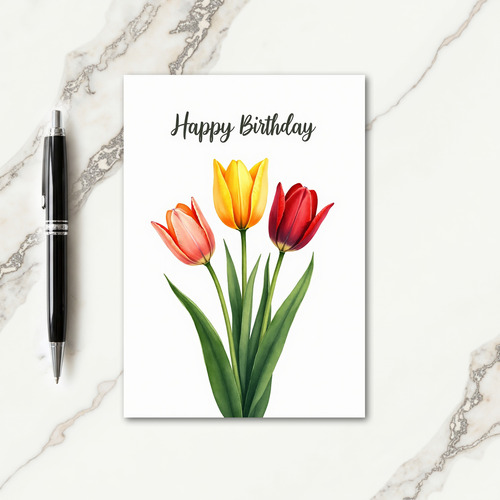 Triple Bloom Birthday Card
