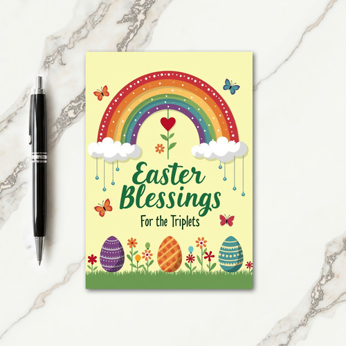 Triplets Easter Rainbow Joy Card