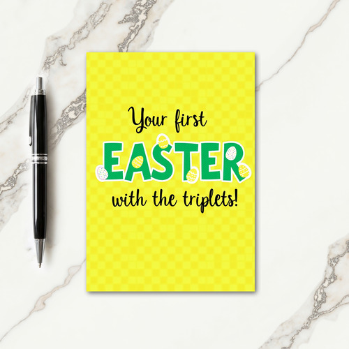 Triplets First Easter Checkerboard Card