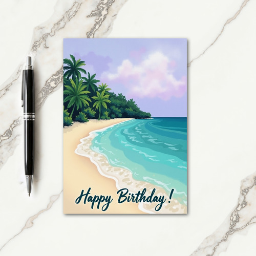 Tropical Beach Birthday Card