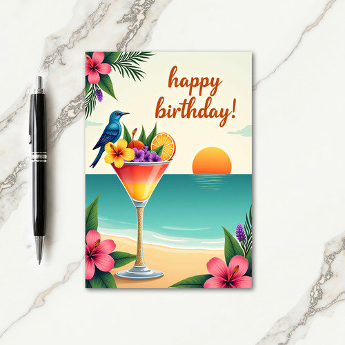 Tropical Birthday Cocktail Card