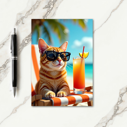 Tropical Cat Birthday Card