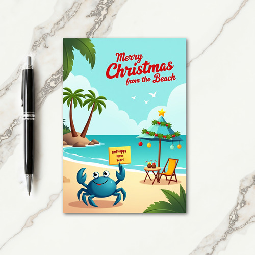 Tropical Crab Christmas Card