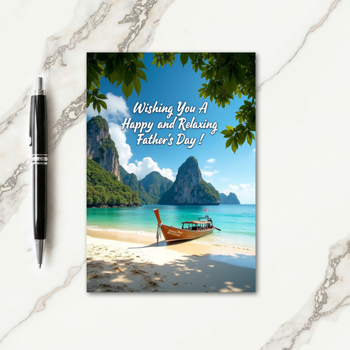 Tropical Fathers Day Boat Card
