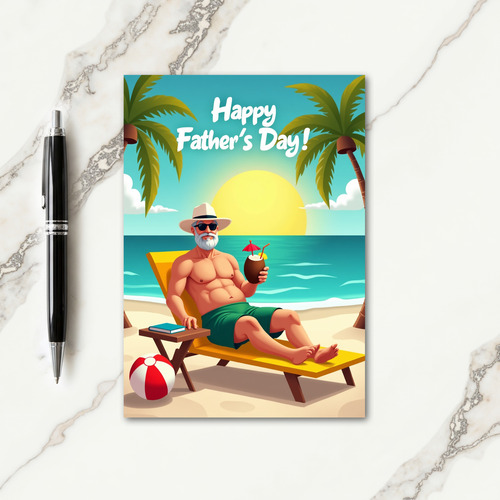Tropical Fathers Day Scene Card