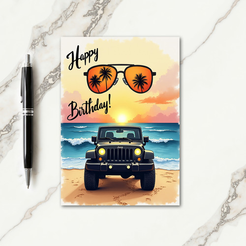 Tropical Palm Tree Birthday Card