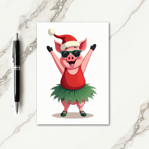 Tropical Pig Christmas Card