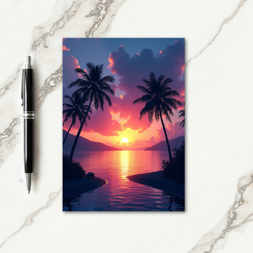 Tropical Sunset Birthday Card