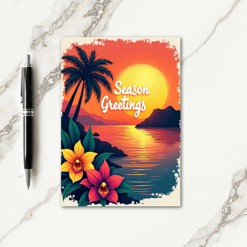 Tropical Sunset Christmas Card
