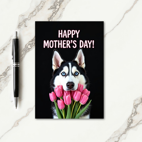 Tulip Dog Mothers Day Portrait Card