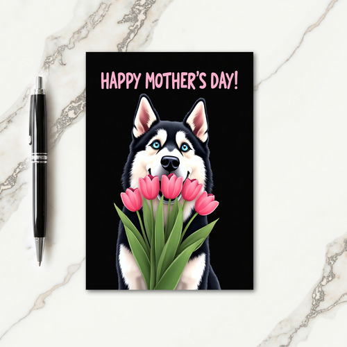 Tulip Dog Sweet Mothers Day Card