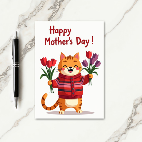 Tulip Feline Mothers Day Card