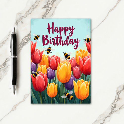 Tulip Garden Birthday Card