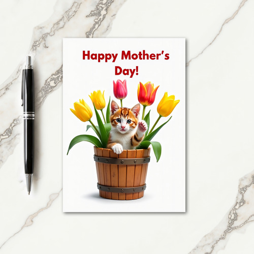 Tulip Mothers Day Kitten Card