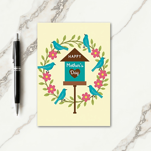 Turquoise Birds Mothers Day Card