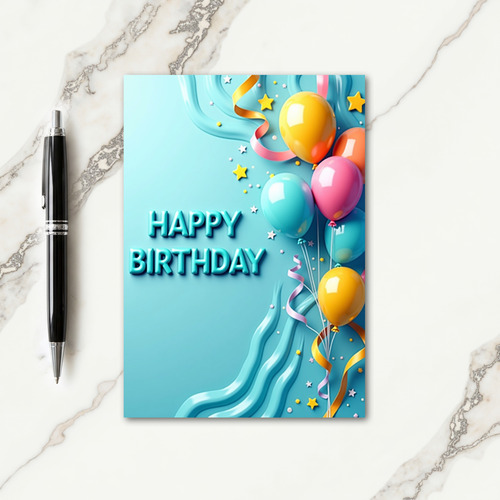 Turquoise Birthday Letter Card