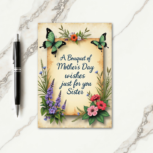 Turquoise Butterfly Sister Card