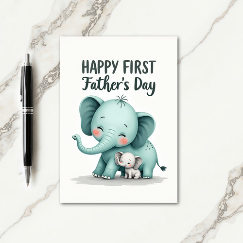 Turquoise Elephant Fathers Day Card
