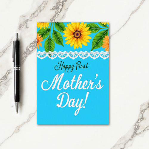 Turquoise Floral Mothers Day Card