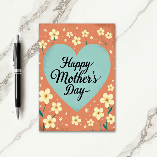 Turquoise Heart Mothers Day Card
