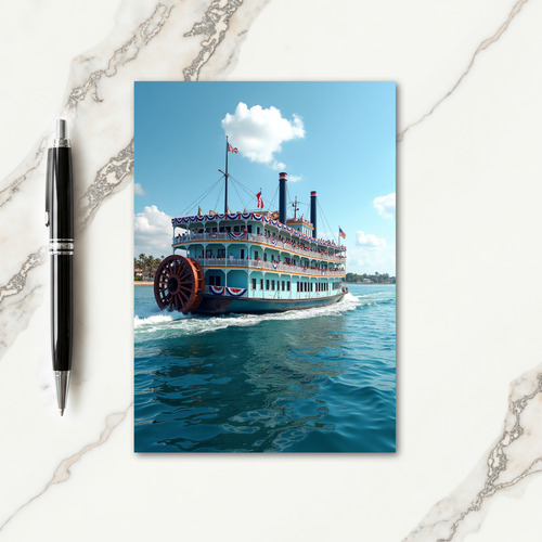 Turquoise Steamboat Fathers Day Card
