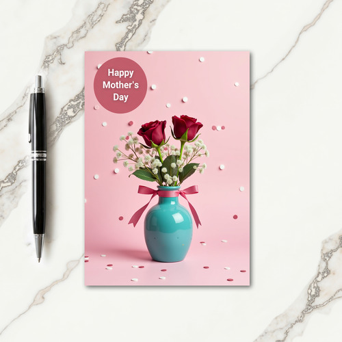 Turquoise Vase Mothers Day Card