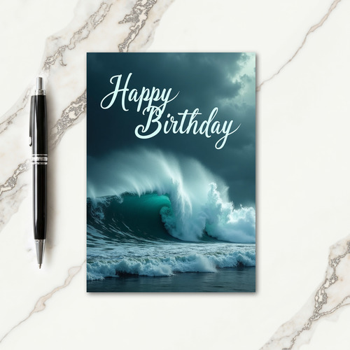 Turquoise Wave Birthday Card