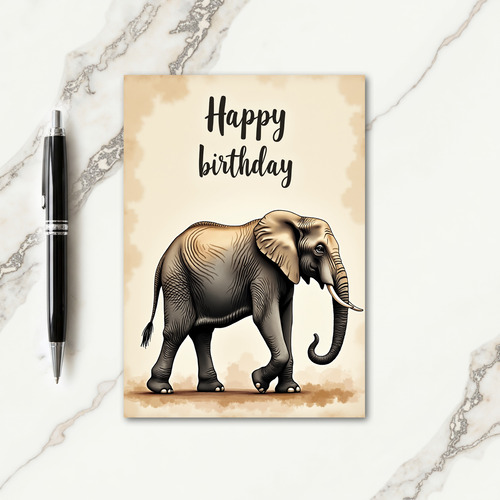 Tusked Elephant Birthday Card