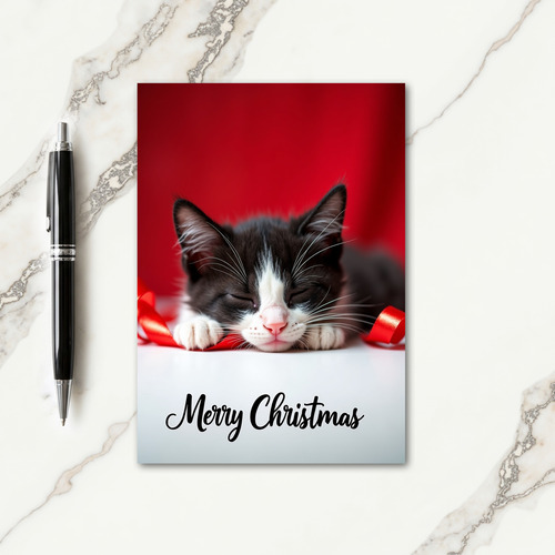 Tuxedo Feline Christmas Card