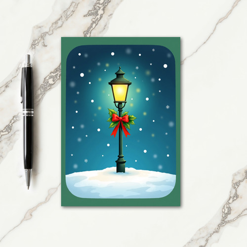Twilight Lamppost Christmas Card