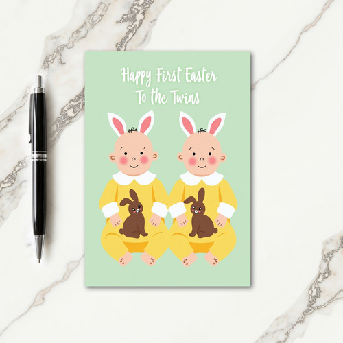 Twin Babies Celebration Card