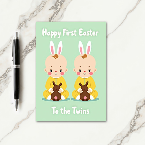 Twin Easter Bunny Art Card