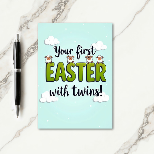 Twins First Easter Celebration Card
