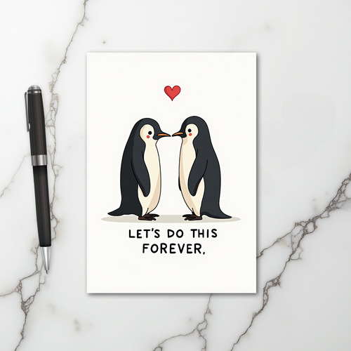 Two Penguins Love Forever Card