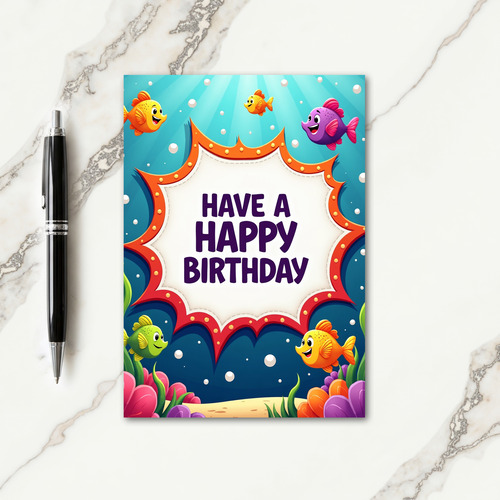 Underwater Fish Birthday Wish Card