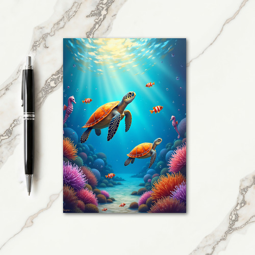 Underwater Turtle Birthday Card