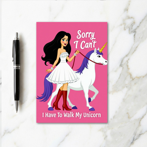 Unicorn Walk Excuse Card