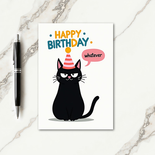 Unimpressed Cat Birthday Card