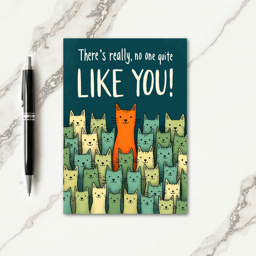 Unique Orange Cat Birthday Card