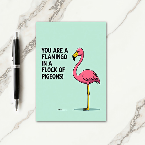 Unique Pink Bird Birthday Card