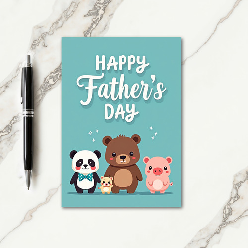 Ursine Fathers Day Family Card