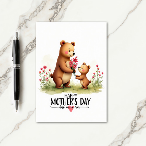 Ursine Mothers Day Bouquet Card