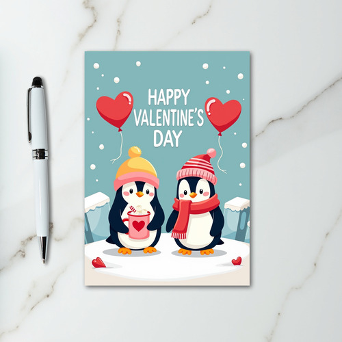 Valentine Day Penguin Love Card