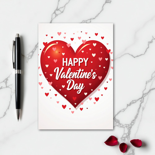 Valentine Glossy Scattered Hearts Card