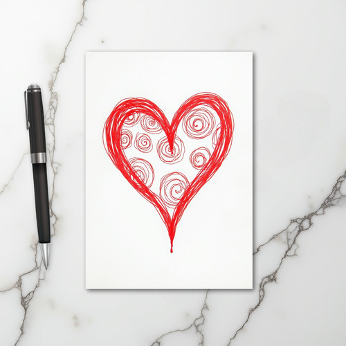 Valentine Hand Drawn Heart Card