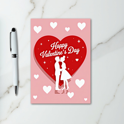 Valentine Kissing Layered Hearts Card