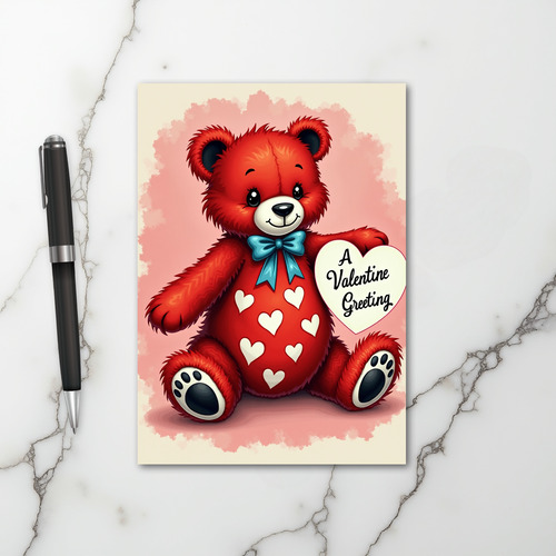 Valentine Teddy Bear Hearts Card