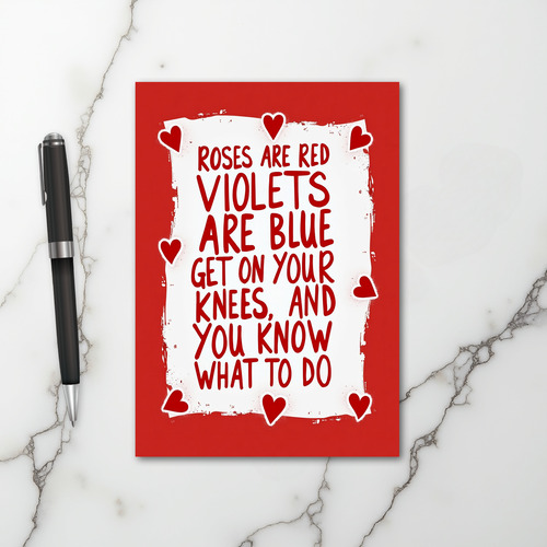 Valentines Adult Roses Are Red Card